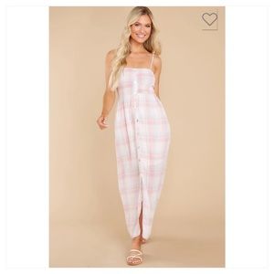 Pink and Blue Pastel Plaid Maxi Dress